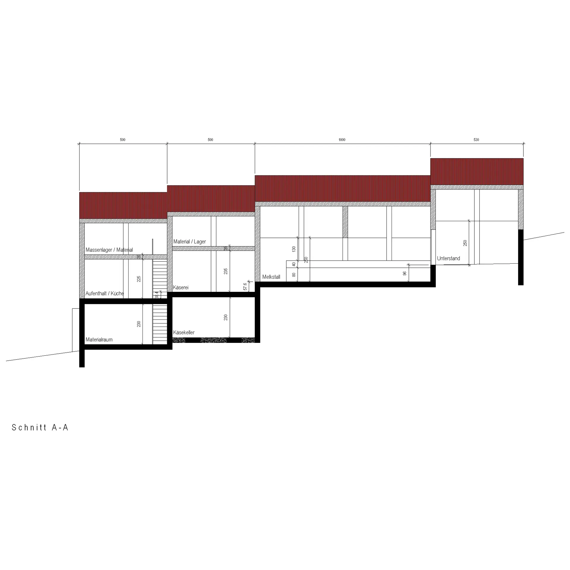 14_Neubau Alpgebäude_Ziegenalp Puzzetta Fuorns Platta_Schnitt A